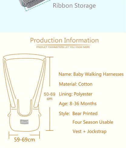 Toddler Baby Walking Harnesses Backpack Leashes For Little Children Kids Assistant Learning Safety Reins Harness Walker