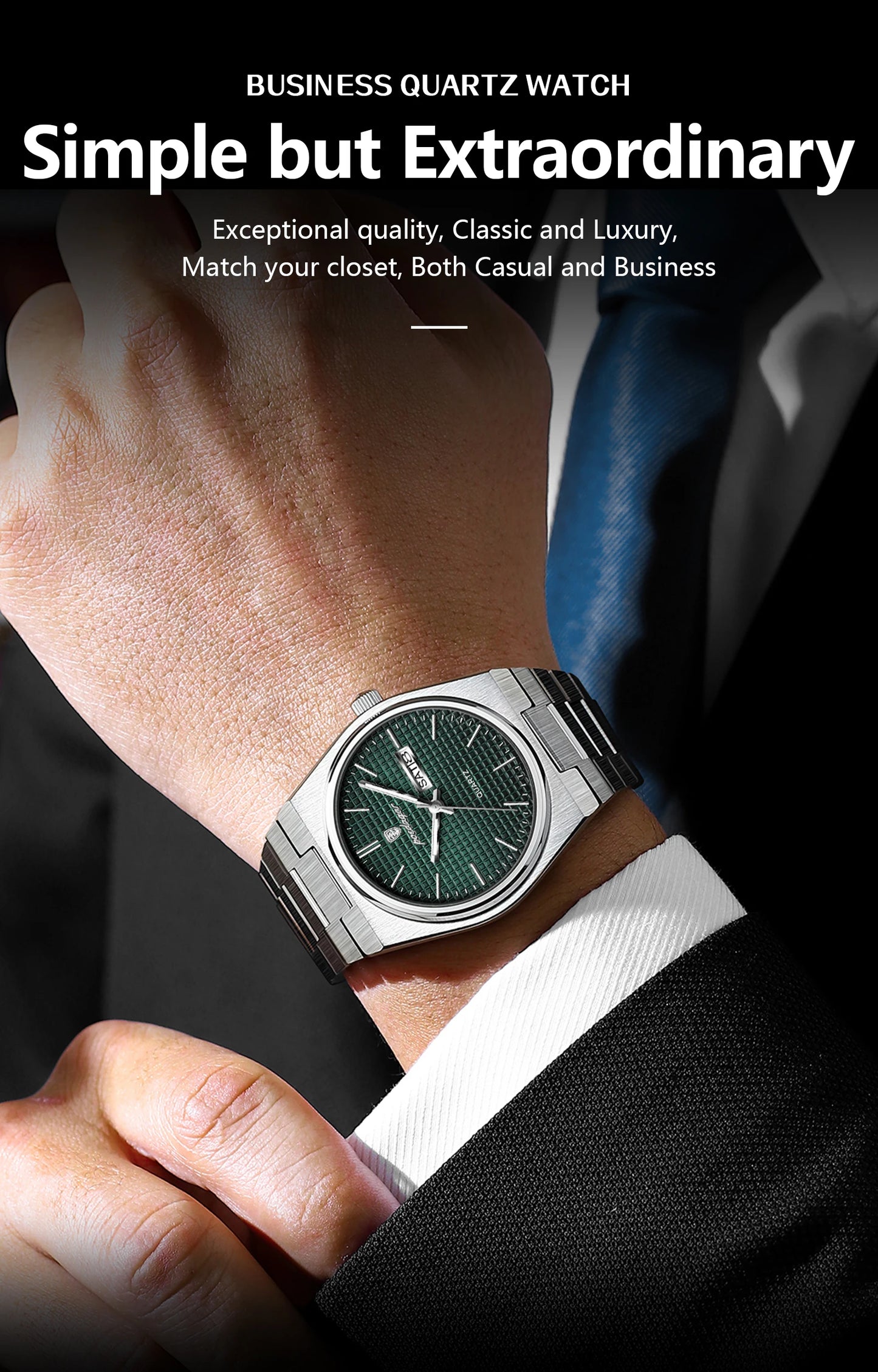 POEDAGAR Luxury Original Man Watch Waterproof Stainless Steel Luminous Men's Wristwatch Date Week Quartz Fashion Watches For Men