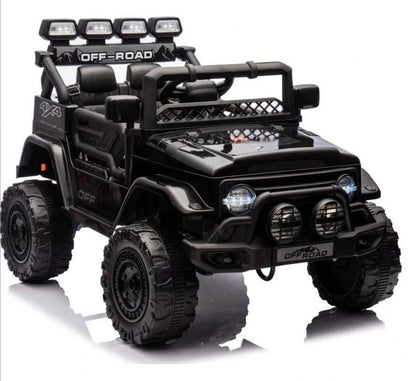 HAUSPROFI 12V Off-Road Ride-On Electric Car Toys for 3+ Years,With LED Lights,Remote Control,Seat Belt ,Bluetooth, 3-Speeds, Suspension