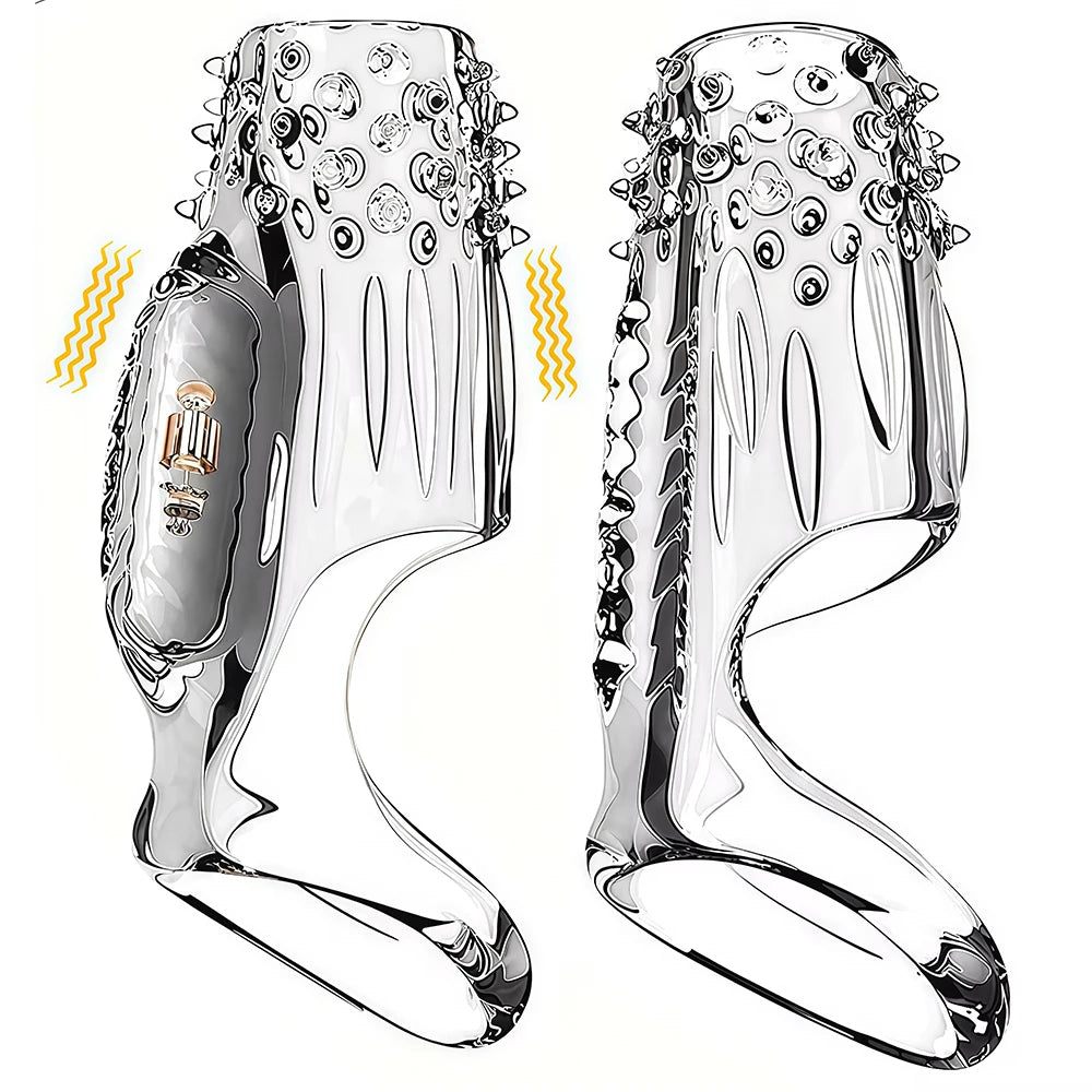 Vibrator Penis Sleeve Cock Ring Ejaculation Extender for Penis Testicles G Spot Stimulation Couples Adult Sex Toys for Men Women