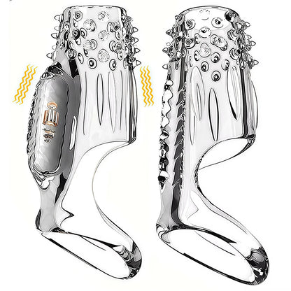 Vibrator Penis Sleeve Cock Ring Ejaculation Extender for Penis Testicles G Spot Stimulation Couples Adult Sex Toys for Men Women