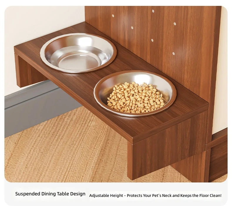 Triple-Function Cat House with Litter Box & Storage,Human-Pet Shared Furniture,Cat Tree Hut, Indoor Cat Den,Multi-Level Cat Fort