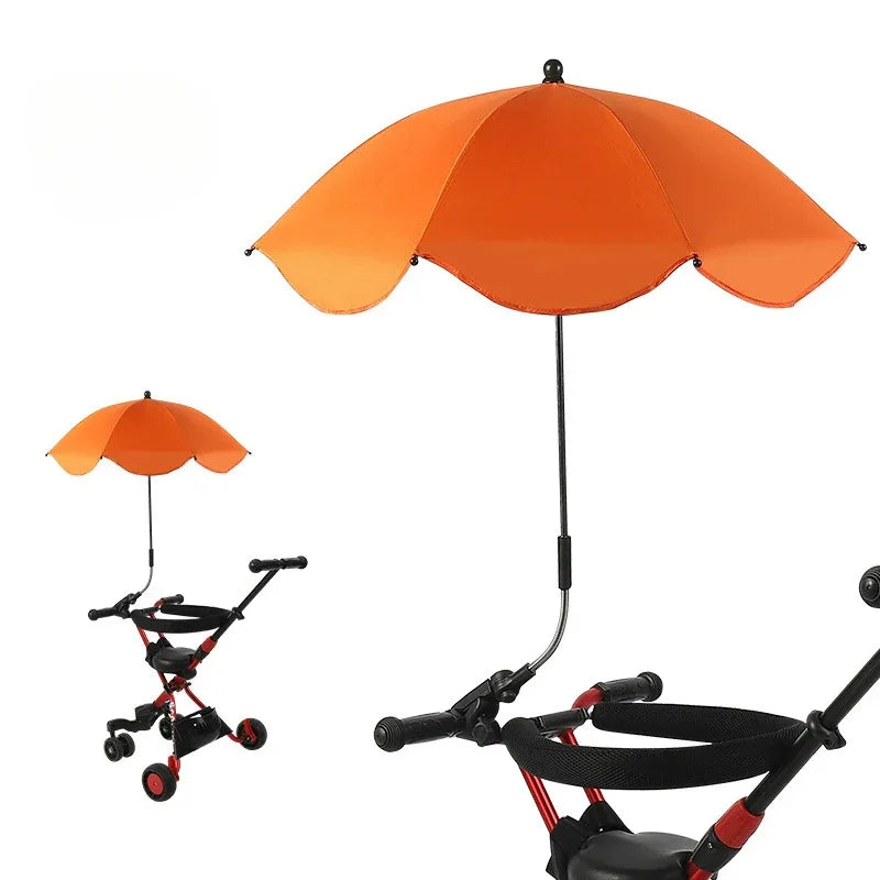 Universal Sun Umbrella for Baby Stroller UV Protection Pram Umbrella 360° Adjustable Rainproof and Windproof Sunshade Parasol
