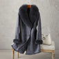 Aorice Women Real Rabbit Leather With Fur Coat Jacket Brand New Female Winter Fox Collar Trench Parka CT189
