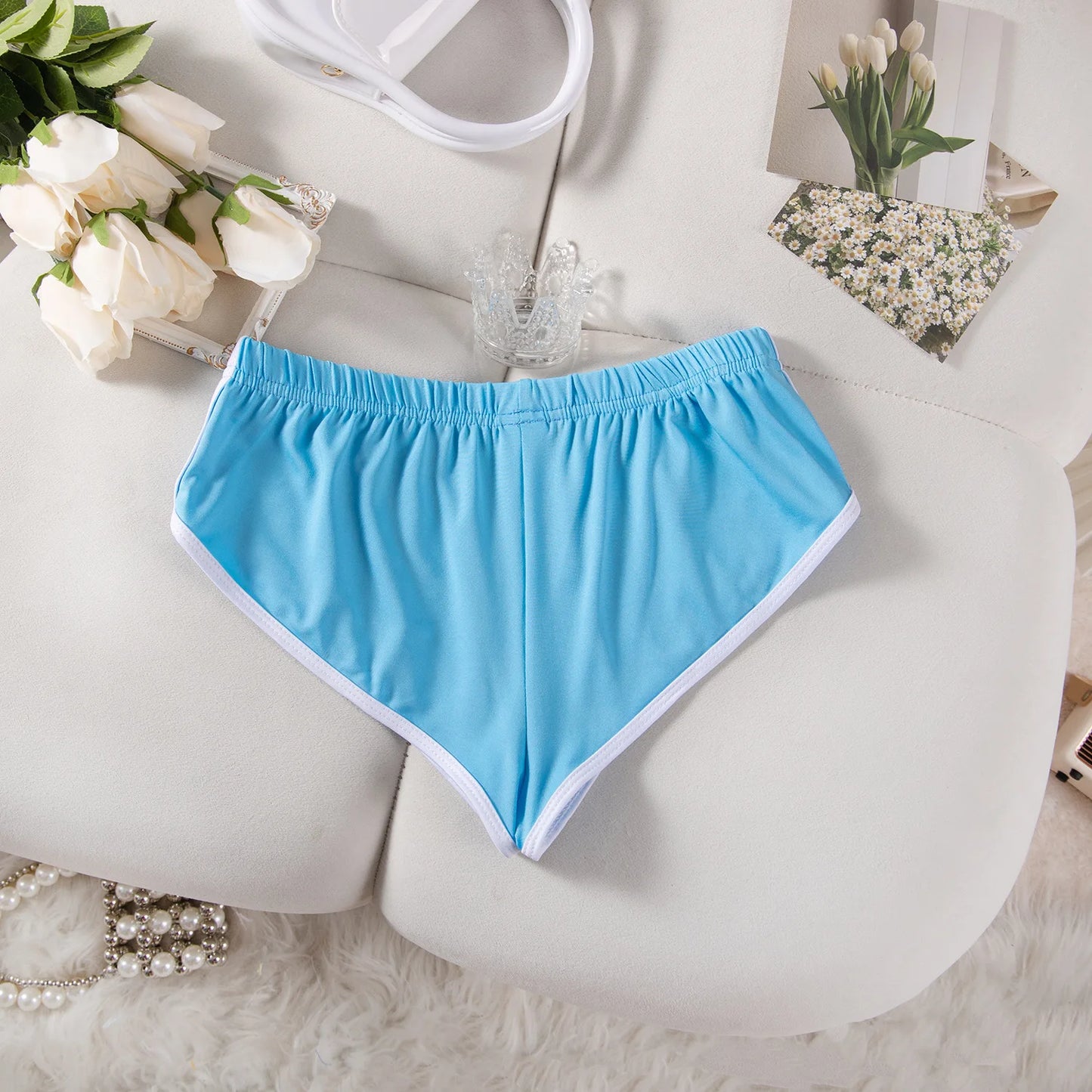 Sexy Running Elastic Sport Shorts Men's Summer Shorts Hot Pants Bar Nine Points Slim Fit Cotton Milk Silk Men's Fashion