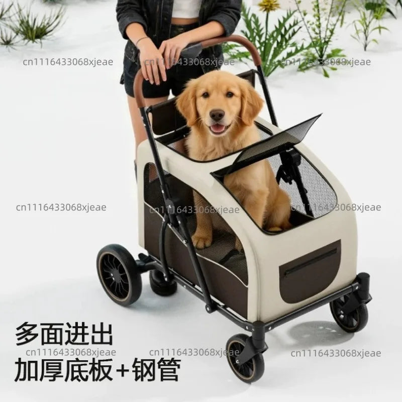Medium and large dog multi-function pet cart travel cart portable foldable