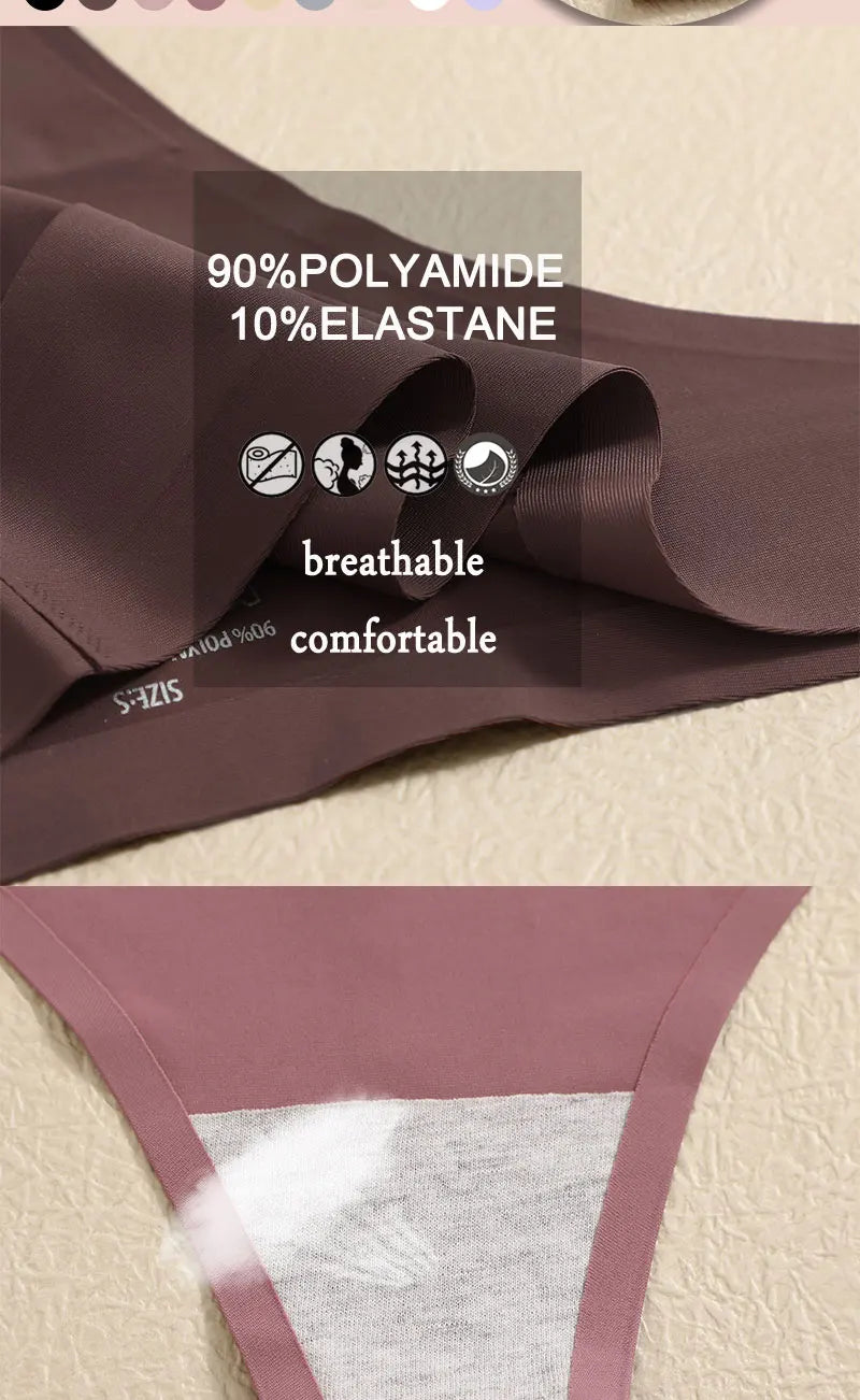 3PCS/SET Sexy G-String Underwear Breathable Female T-back Intimate Lingerie Seamless Low Waist Underpants Lady Bikini Panty S-XL