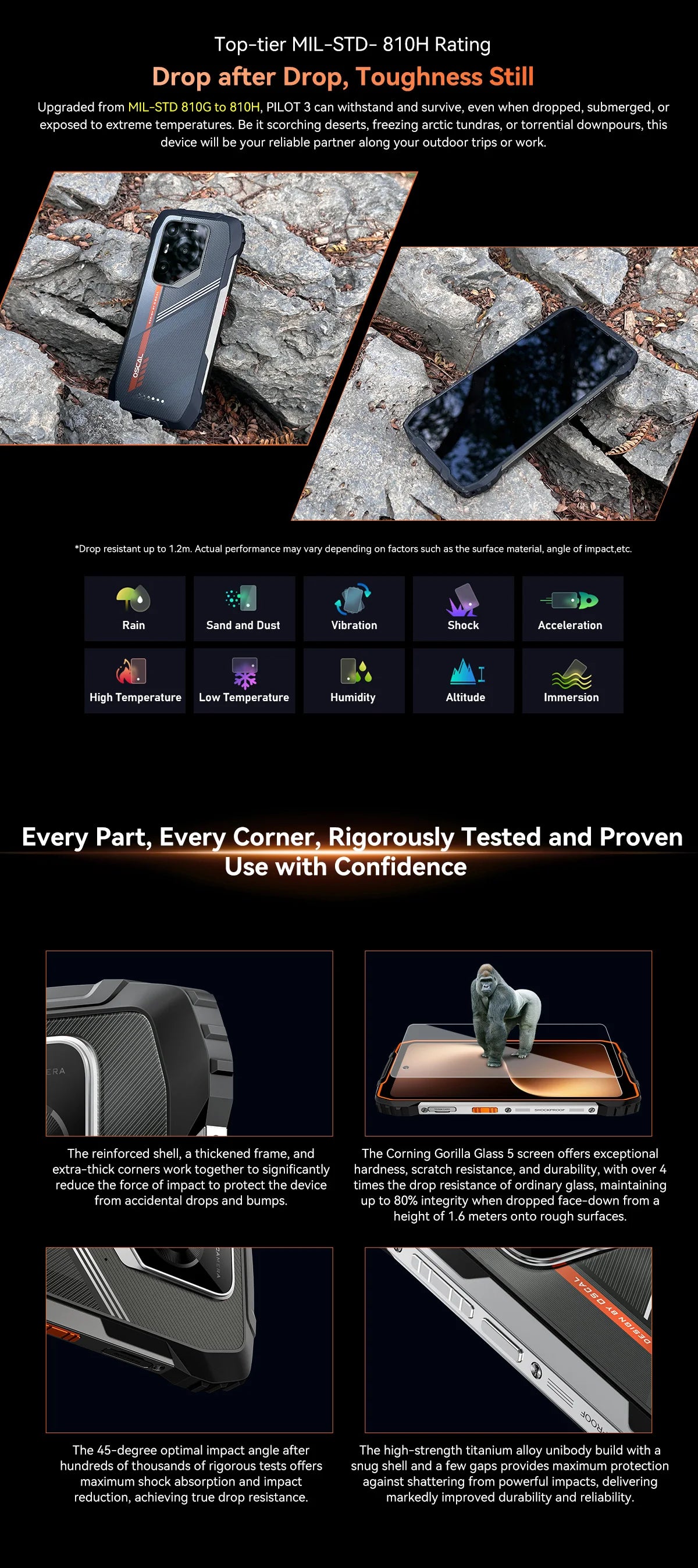 Blackview OSCAL PILOT 3 5G Mobile Phones AI Rugged Smartphone MTK 6300, 6.78' 2.4K Display 120Hz, 12GB 256GB, 7500mAh Phones
