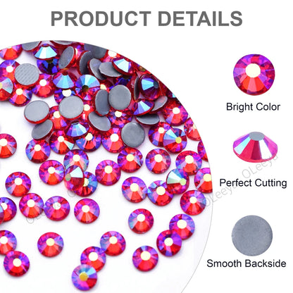 Oleeya стразы Better DMC Hotfix Rhinestone Iron On Strass High Quality Flatback Glass Crystal AB For DIY Wedding Y2792