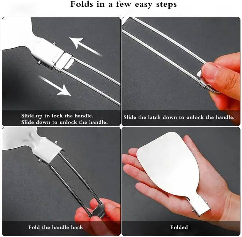 Folding Spatula Spoon Shovel Food Turner Portable 304 StainlessSteel Outdoor Camping BBQ Cooking Tableware Picnic Supplies ﻿