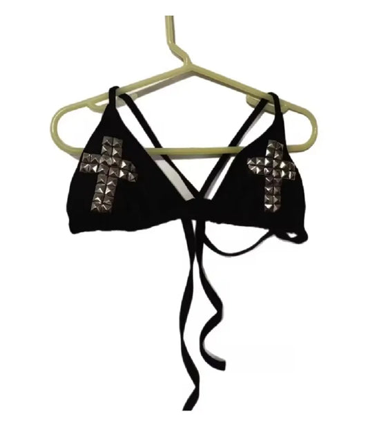 Y2K swimsuit tie emo girl sexy spicy retro women punk new beach swimsuit gothic fashion hot brick print swimsuit biki