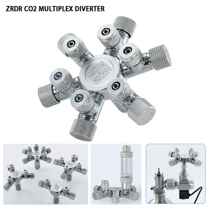 Aquarium CO2 Shunt CO2 Regulator Multi-Way Shunt Regulating Valve Aluminum Alloy CO2 Multi-Pass 2-6 Shunt Fish Tank Supplies