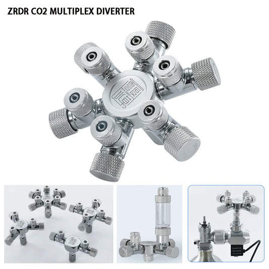 Aquarium CO2 Shunt CO2 Regulator Multi-Way Shunt Regulating Valve Aluminum Alloy CO2 Multi-Pass 2-6 Shunt Fish Tank Supplies