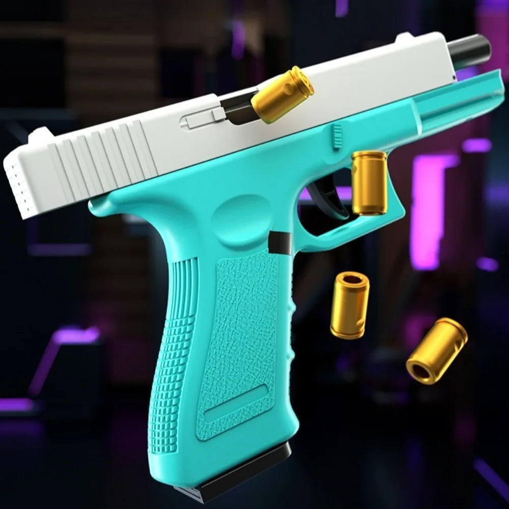 Mechanical G17 Soft Bullet Toy Gun Shell Throwing Continuous Firing Launcher Model Outdoor Sports Shooting Games for Children