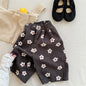 Spring/Summer Calf Length Pants for Girls Floral Print Anti-mosquito Breeches Korean Kid's Loose 7 Point Pants Childrens Clothes