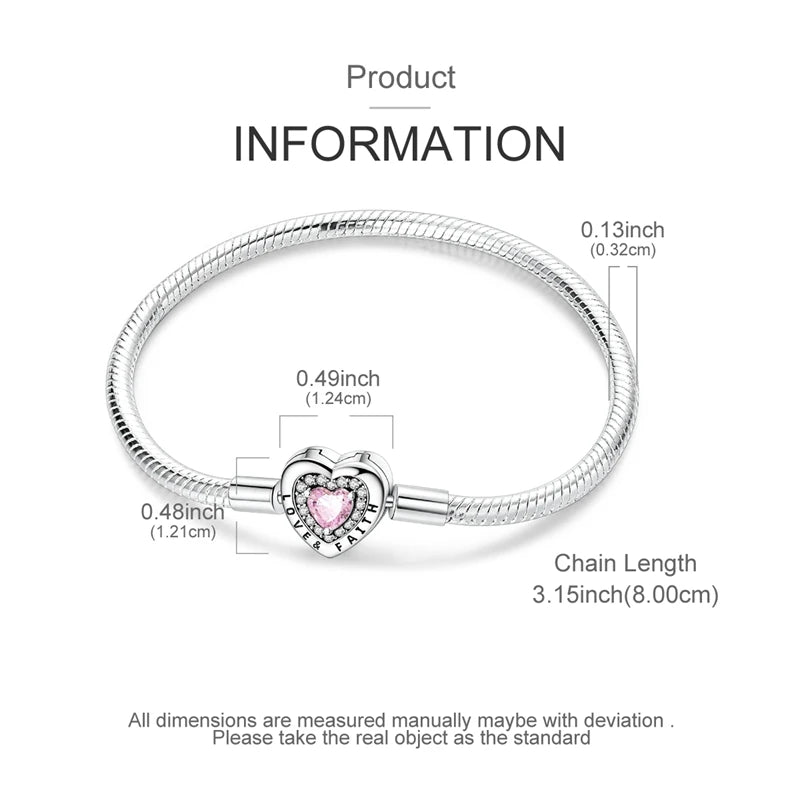 Original 925 Sterling Silver Bracelets 17-20CM Love Heart Flowers Butterfly Charms Beads Bracelet For Women Fashion Jewelry Gift