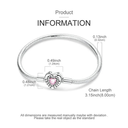 Original 925 Sterling Silver Bracelets 17-20CM Love Heart Flowers Butterfly Charms Beads Bracelet For Women Fashion Jewelry Gift