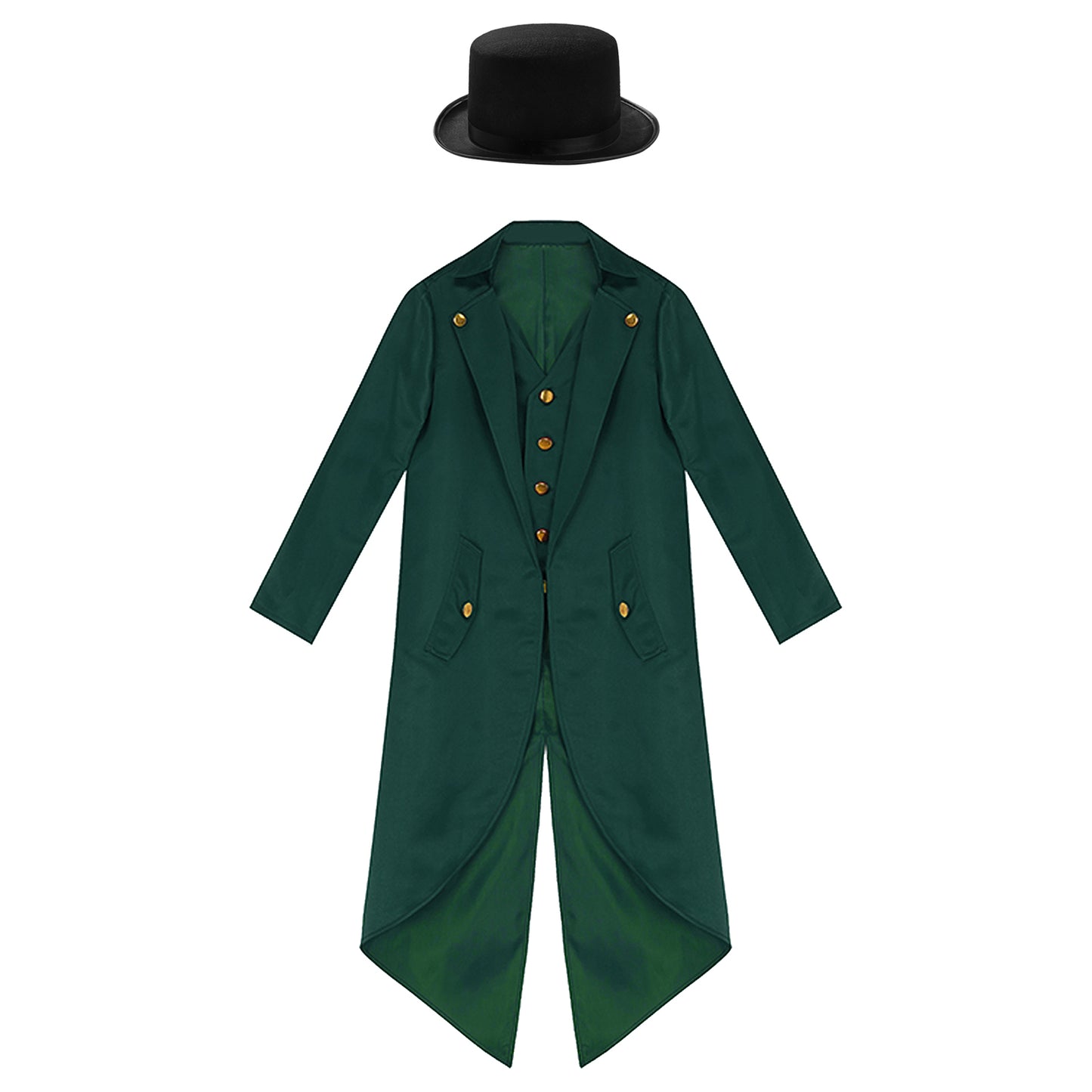 Kids Boys Vintage Steampunk Tailcoat Jacket Halloween Costume Gothic Medieval Clothes Court Uniform Magician Ringmaster Cosplay