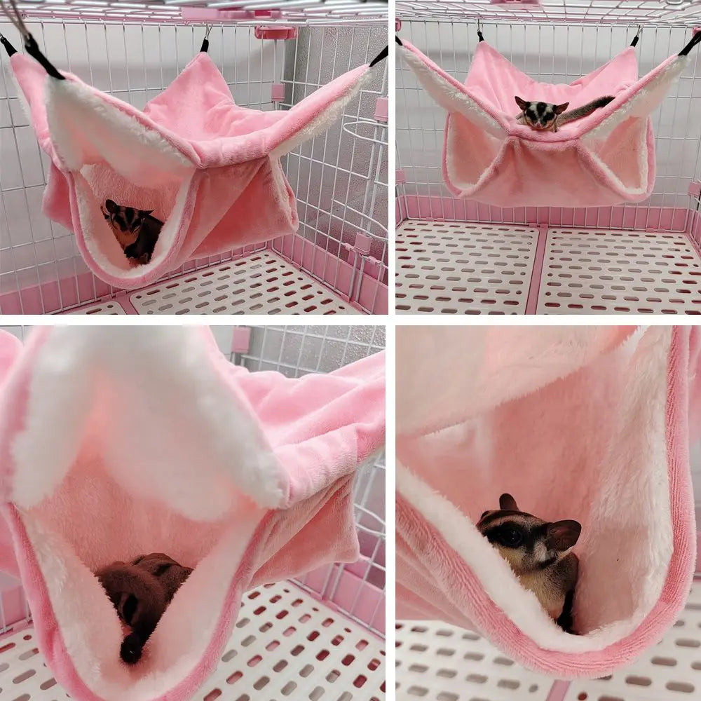 Warm Plush Hamster Hammock Small Animal Double-layer Thicken Sleeping Bag Nest Pets Rat Squirrel Hanging Cage House