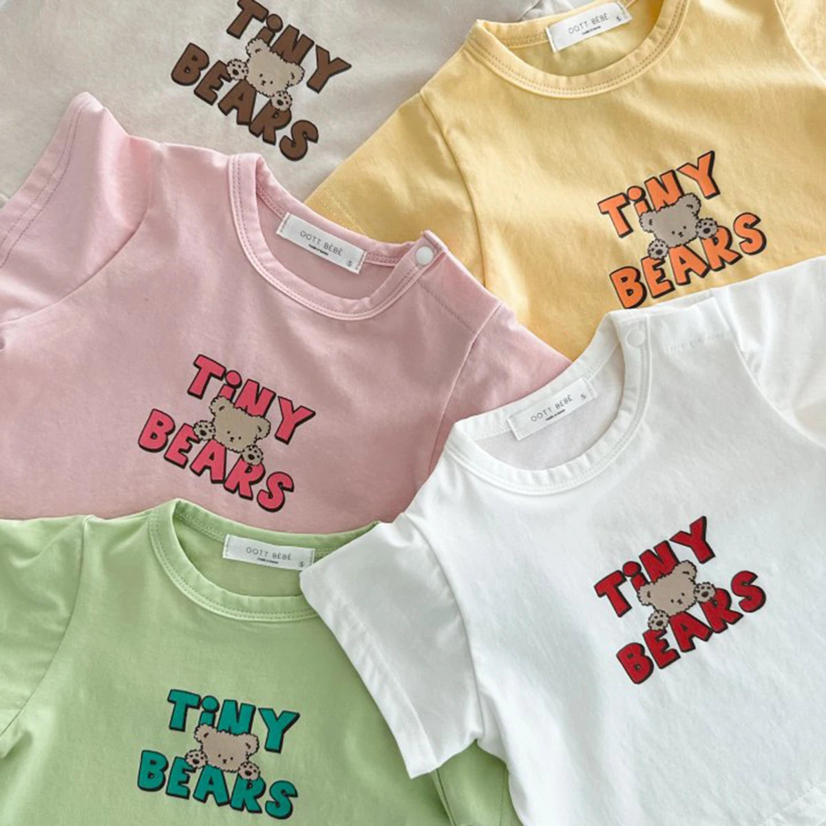 Summer Newborn Infant Baby Girls English Bear Printing Pullover T-Shirt Kids One-Piece Fashion Baby Clothing