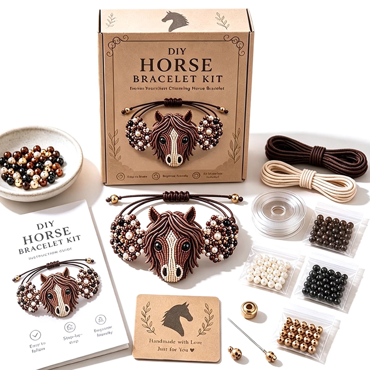 DIY Beaded Bracelet Making Kit,All in 1 Jewelry Making Set Beginner-Friendly Beaded Animal Making Kits,(Non Finished Products)