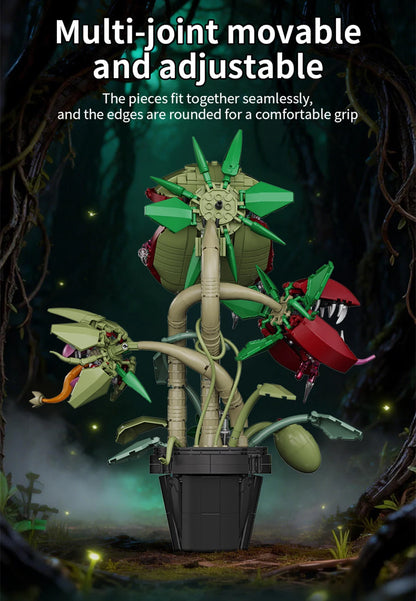 Creative Carnivorous Potted Plant Man-Eating Flower Building Blocks Home Decoration Collection MOC Bricks Toys For Children Gift