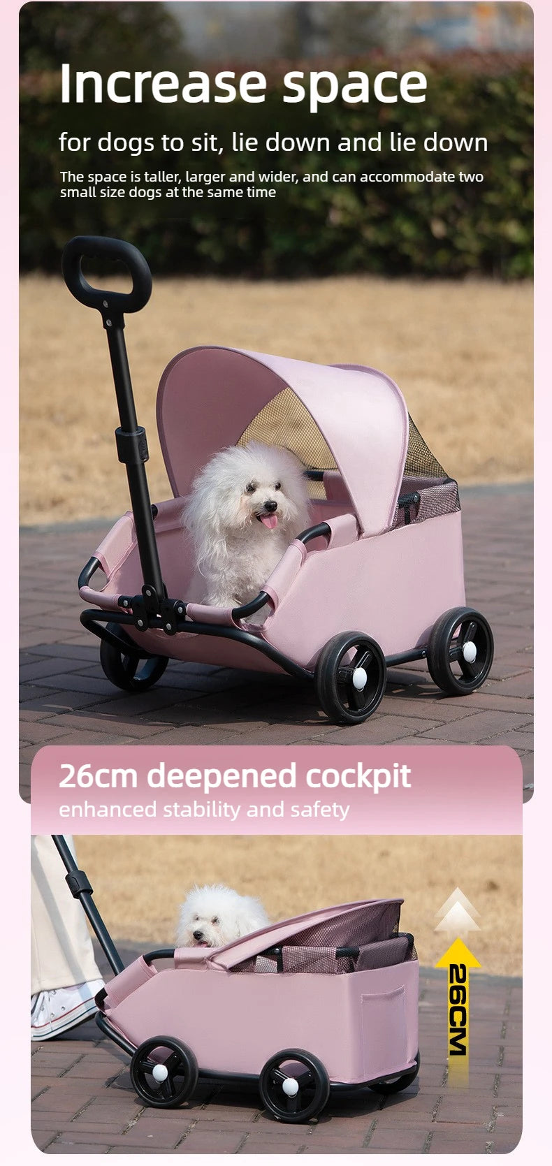 Foldable Pet Stroller with Sun Canopy Lightweight Dog Trolley Shopping Carts Outdoor Walking Travel Cart for Small Dogs Puppy