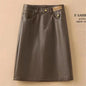 Spring Autumn Winter Leather Skirt Women New Fashion Black Brown High Waist PU A-Line Skirts Large Size S-5XL Female Midi Skirts