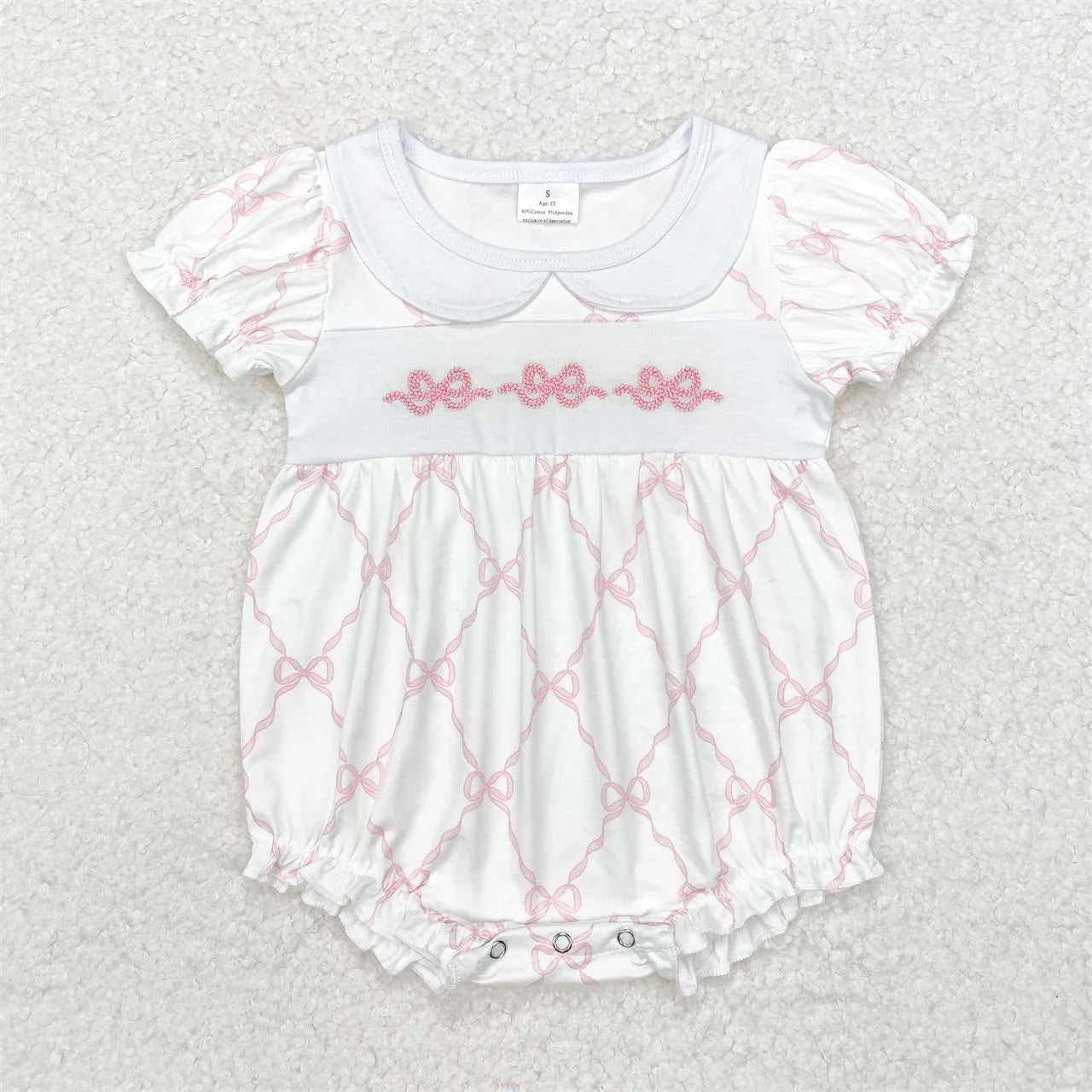 Wholesale Baby Girl Newborn Birthday Balloons Romper Bubble Embroidery Pink Plaid Bows Jumpsuit Kids Toddler Summer Clothes