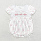 Wholesale Baby Girl Newborn Birthday Balloons Romper Bubble Embroidery Pink Plaid Bows Jumpsuit Kids Toddler Summer Clothes