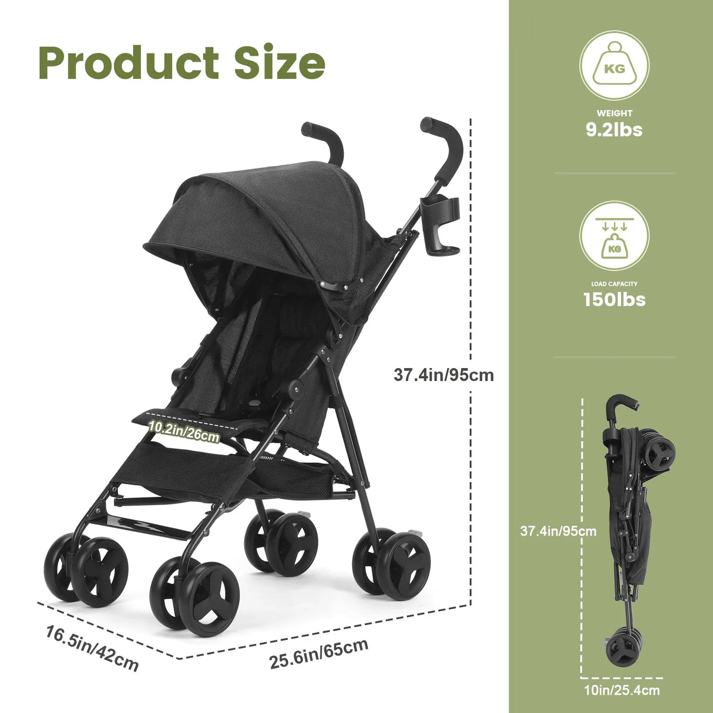 Wedyvko Baby Stroller Travel Stroller Lightweight, Portable Design Folding Children's Baby Stroller