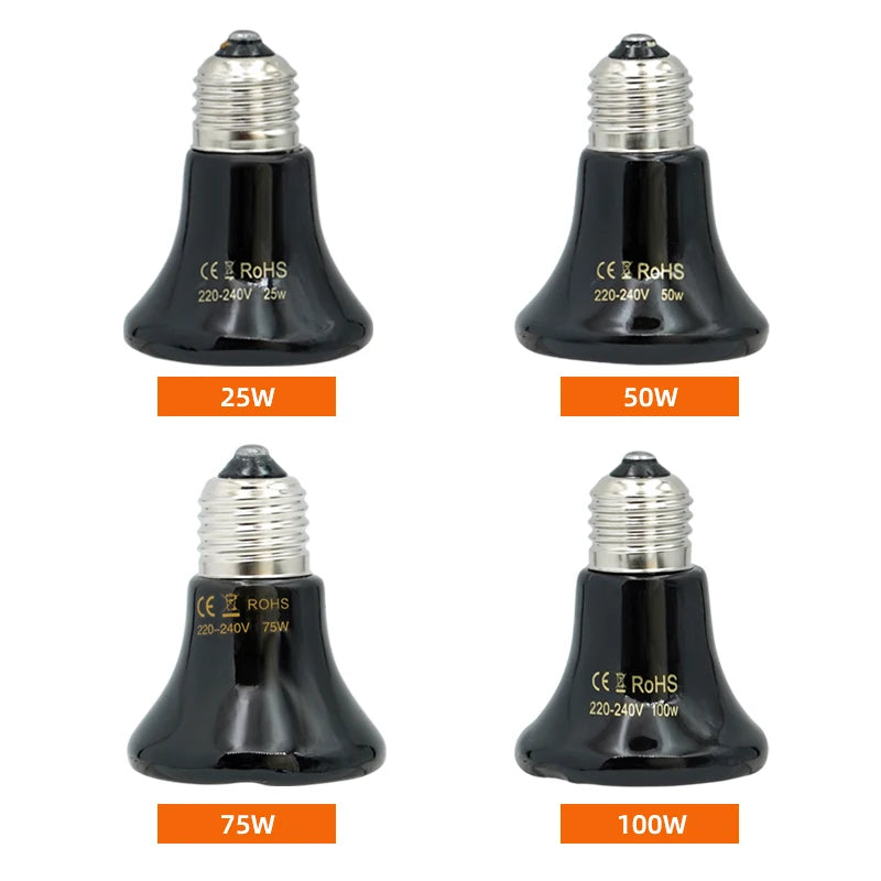 25/50/75/100W E27 Pet Heating Lamp 110V 220V Infrared Ceramic Emitter Heat Light Bulb Pet Brooder Chickens Reptile Lamp 1PC