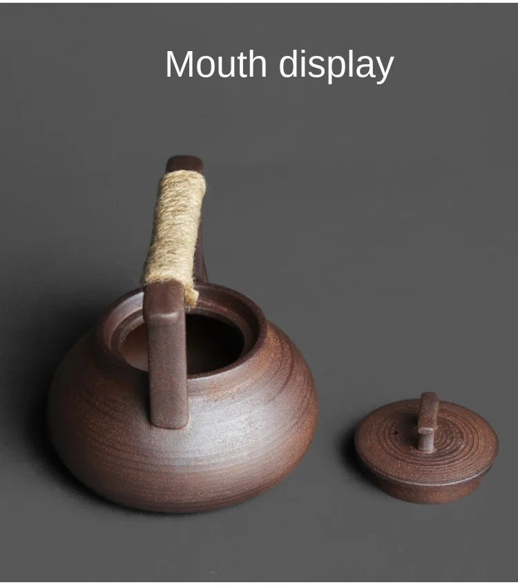 Japanese Style Teapot Handmade Retro Coarse Pottery Stoneware Kungfu Tea Ceremony Portable Tea Maker Ceramic Teapot Teaset