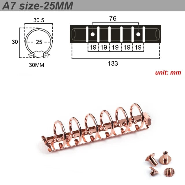Metal Spiral Rings Binder Clip With 2 Pairs of Screw For Diary Notebook Planner A7 Binder Clip File Folder