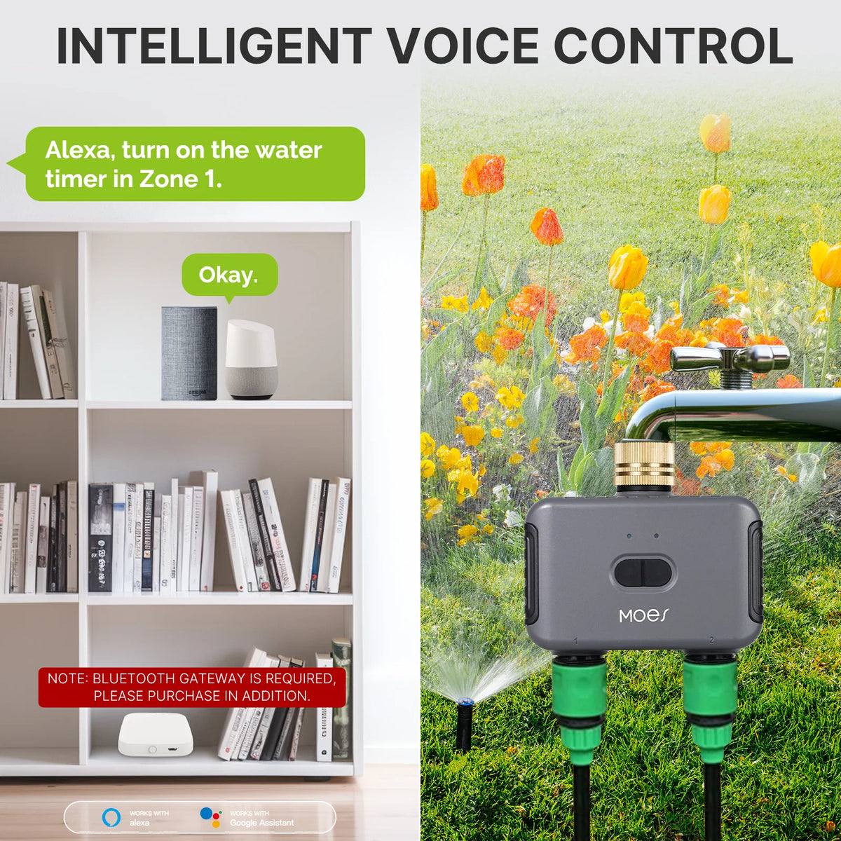 MOES Bluetooth Value Smart Garden Sprinkler Water Timer by 2 Way Rain Delay Filter Programmable Automatic Irrigation Controller
