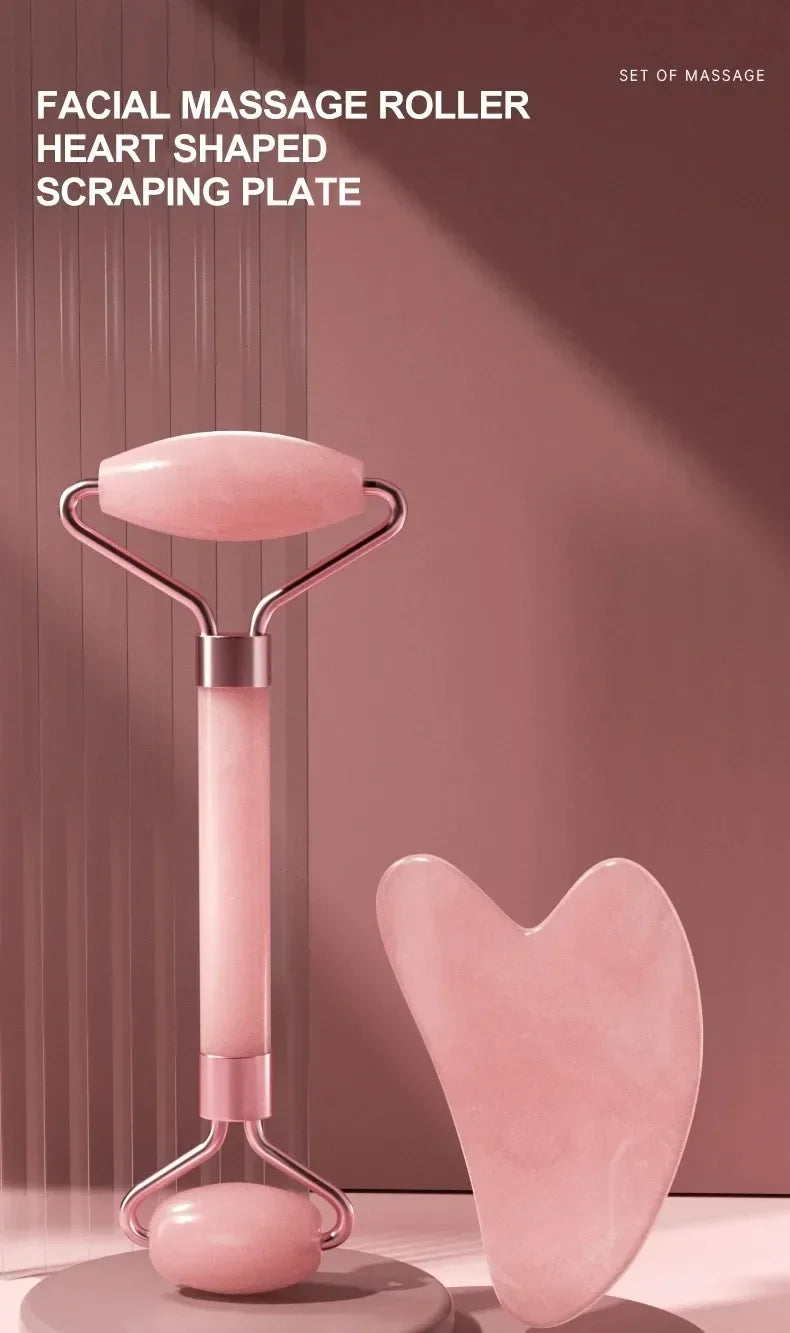 Facial Massage Roller With Gua Sha Stone Multifunctional Massager For Body Eye Acupoint Relief Anti-Aging Daily Skin Care Tools