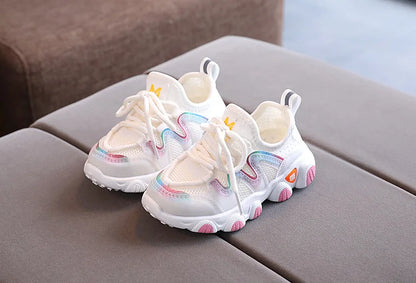 2022 Breathable Toddler Boy Sneakers Stretch Fabric Fashionable Baby Running Shoes Pink School Girl Sports Shoes Sneakers