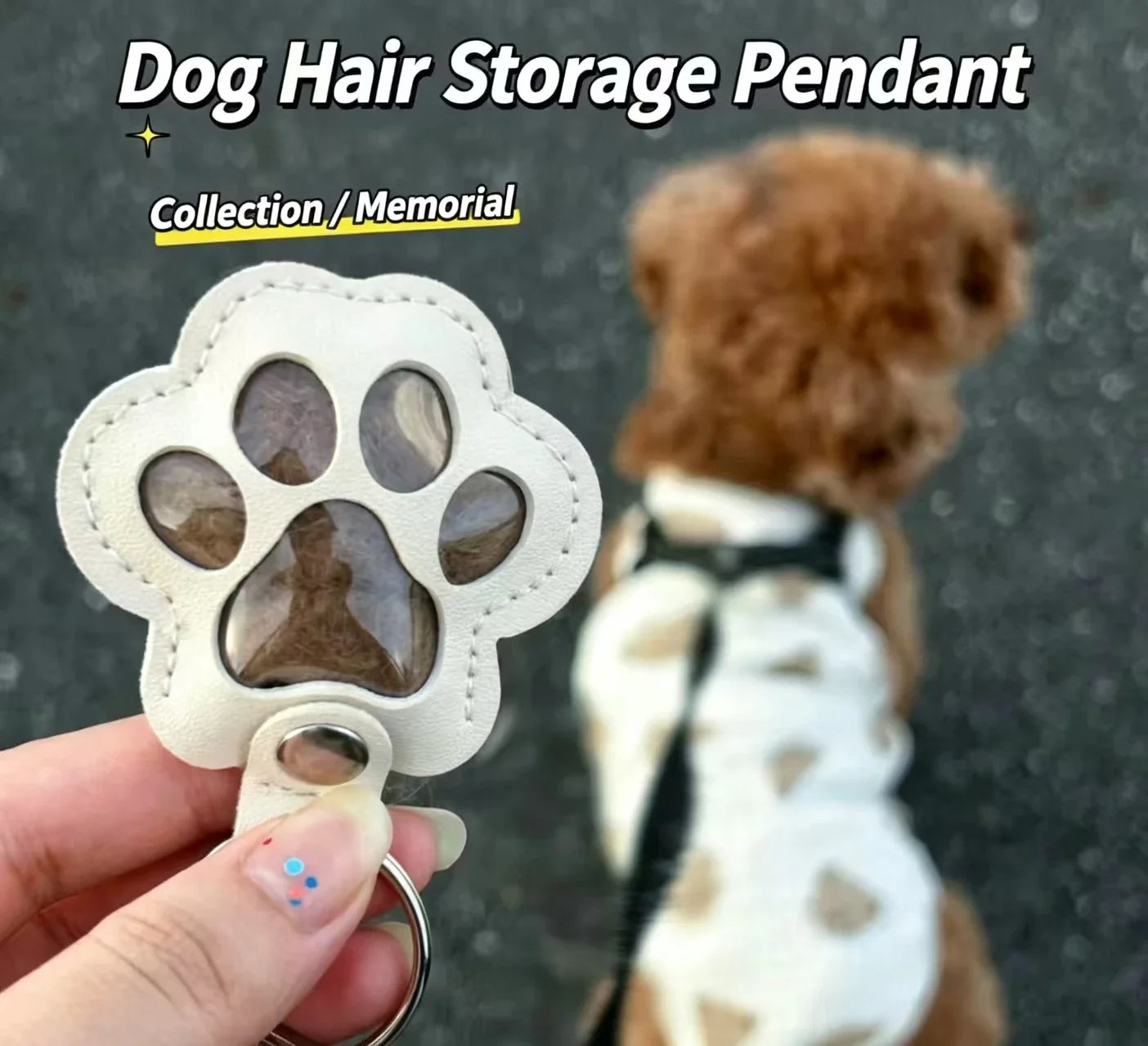 S27 Dog Hair Collector Keychain Leather Pet Memorial Gift Keepsake for Dogs and Cats Fur Storage Pendant Charm Gift Keychain