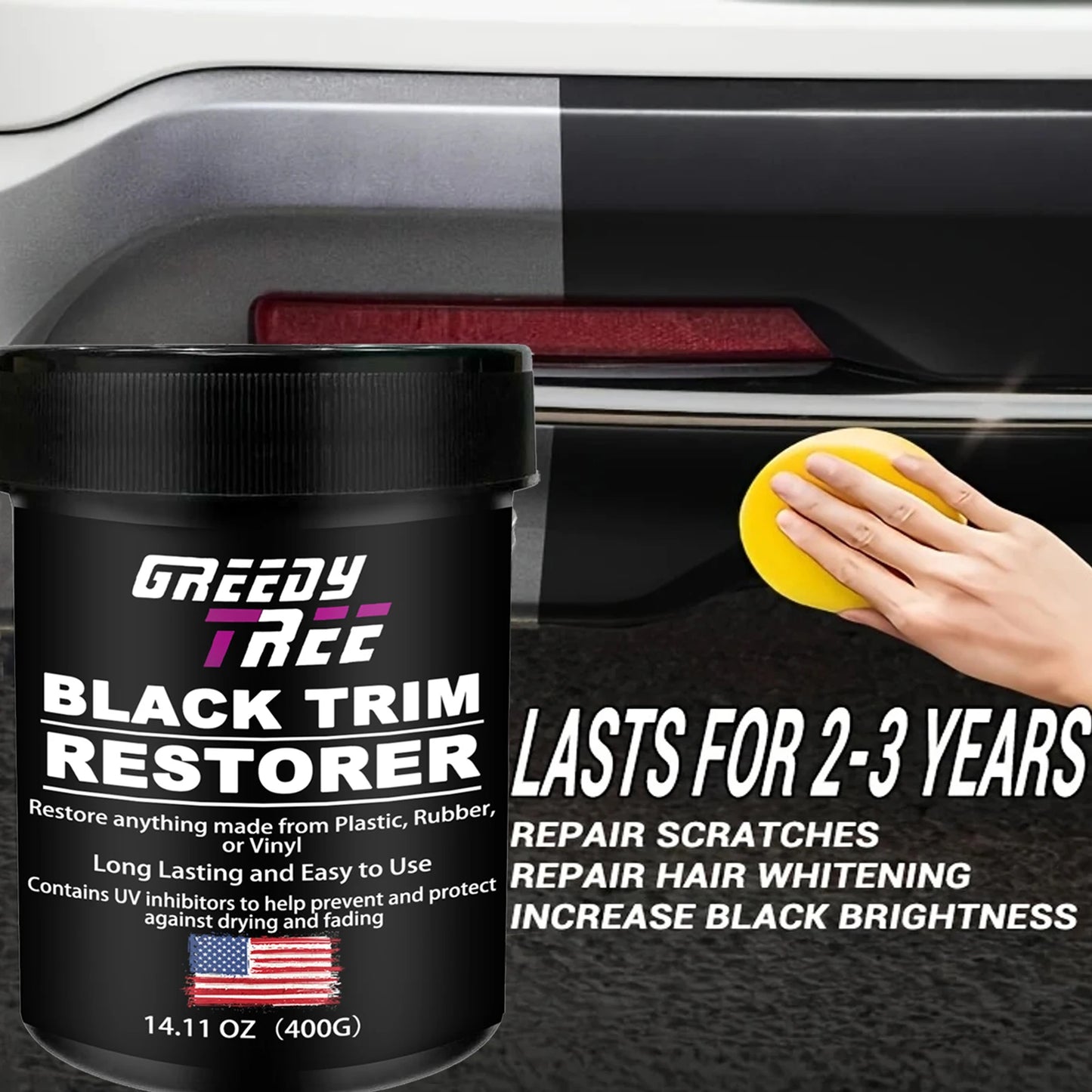 Automotive Plastic Repair Agent-Interior and Exterior Plastic Polishing Wax, Scratch Repair Anti-Aging Cream, Suitable for Tires