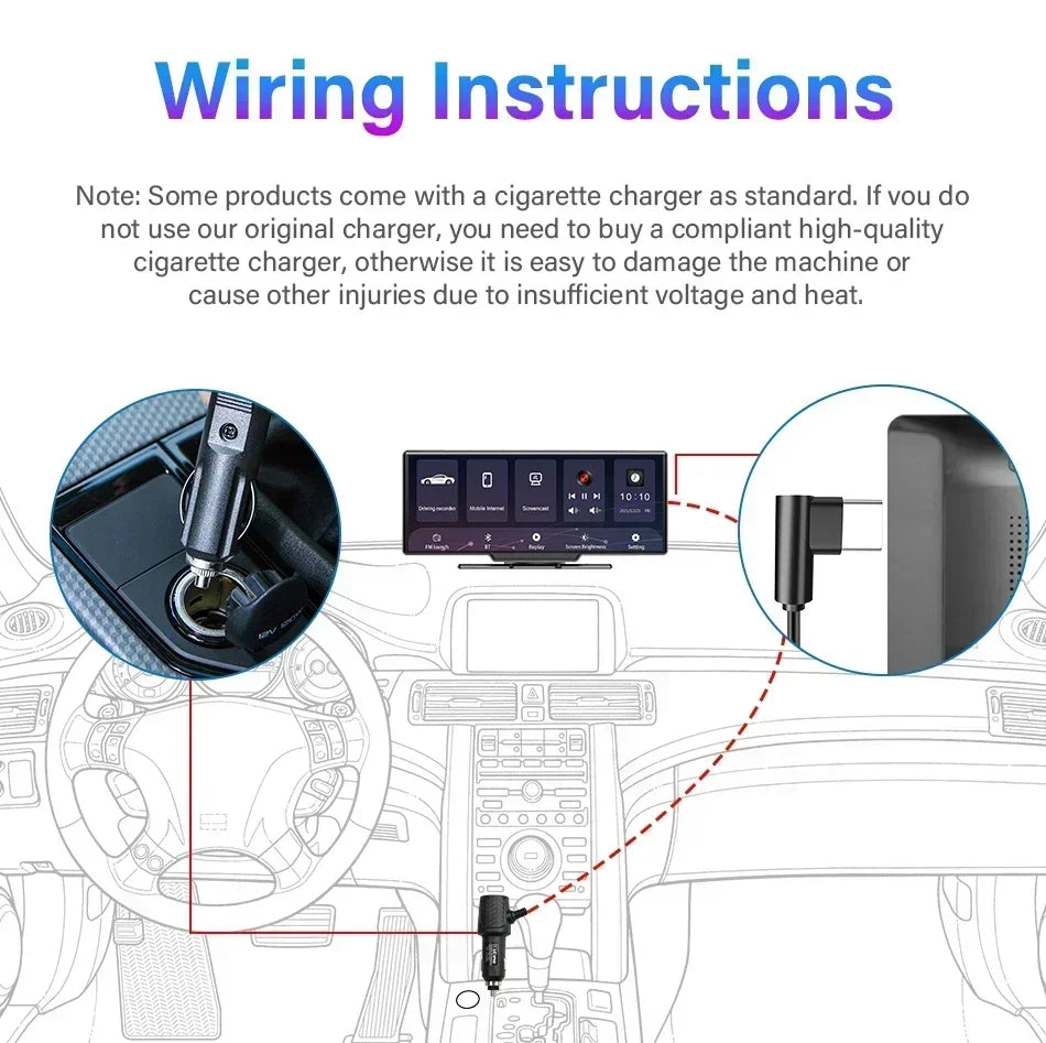 10.26 inch Car Play Screen,Wireless CarPlay & Android Auto Dash Cam Rear Camera Multimedia Stereo,AUX FM Radio,Car Touchscreen