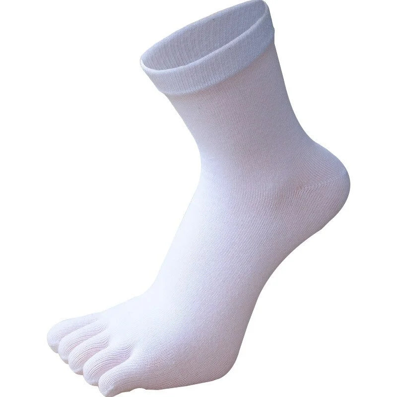5Pairs Toe Socks Crew Socks Men and Women Five Fingers Socks Breathable Cotton Socks Sports Running Solid Color as Birthday Gift