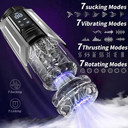 Automatic Male Masturbator Penis Pump Sucking Vibrating Thrusting Rotating 100% Waterproof Blowjob Adult Sex Toy Stroker For Men