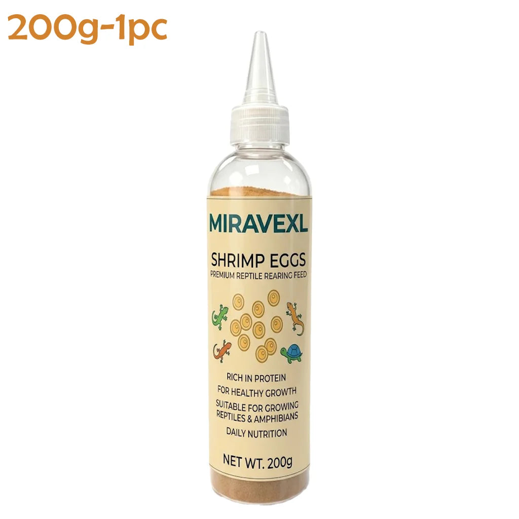 MIRAVEXL Shell-Free High-Protein No-Hatch Shrimp-Based Diet for Reptiles & Fry, Feed for Lizards, Turtles & Amphibian Pets