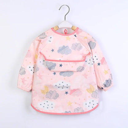 Baby Girls Apron Bibs Toddler Long Sleeve Scarf Waterproof Art Smock Feeding Bib Infant Boys Girls Kids Burp Cloth Bandana