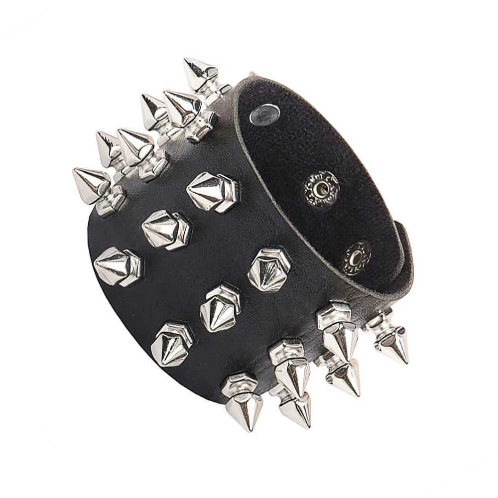 New Punk Dark PU Bracelet For Women Men Hip Hop Rock Chain Multi Layered Bracelet Trend Retro Gothic Jewelry Dancer Accessories