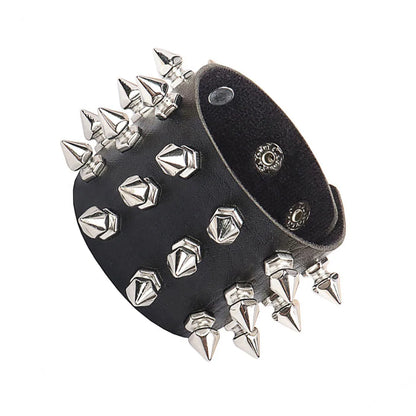 New Punk Dark PU Bracelet For Women Men Hip Hop Rock Chain Multi Layered Bracelet Trend Retro Gothic Jewelry Dancer Accessories