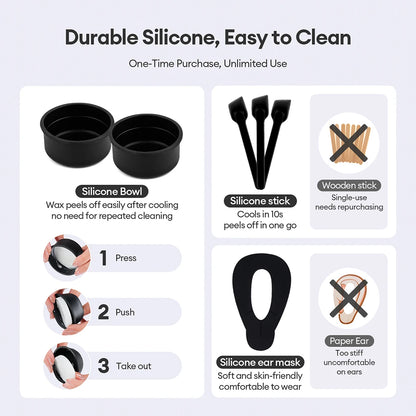 40g Mini Silicone Bowl Wax Heater Waxing Kit Hair Removal Wax-melt Machine Wax Bean Depilatory Wax Warmer Wax Heating Pot Melter