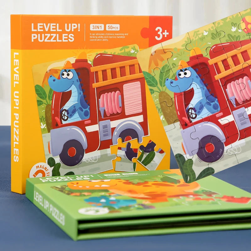 Magnetic Puzzles Games for Kids Busy Quiet Cartoon Animals Jigsaw Book Montessori Baby Educational Toys Children's Early Gifts