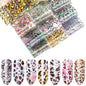 16Pc Holographic Nail Foil Set Starry Transfer 20*4cm Sticker Laser Flowers Leopard Mix Design Decal DIY Nail Art Decoration