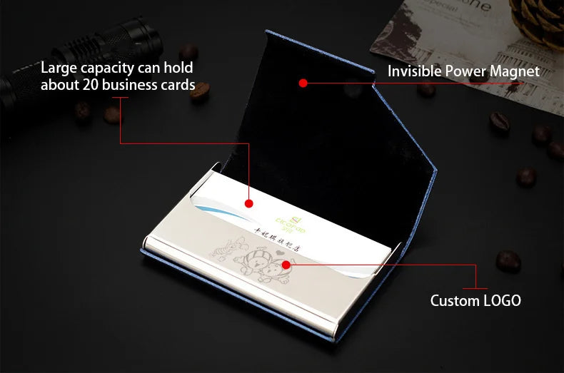 Luxury Wallet PU Leather Business ID Credit Card Holder For Women Men Fashion Brand Metal Aluminum Card Case